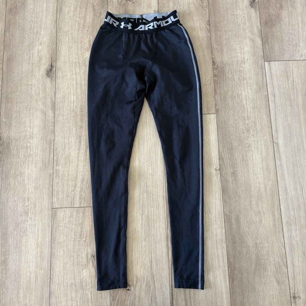 Under Armour Full Length Leggings Solid Black Youth Size Extra Large XL